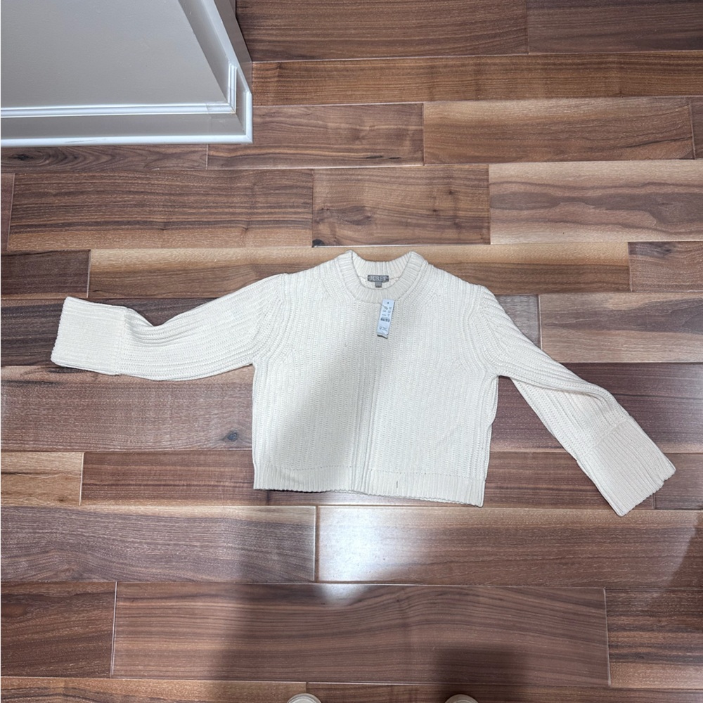 NWT J.Crew Chunky Knit Crewneck Sweater - Antique White